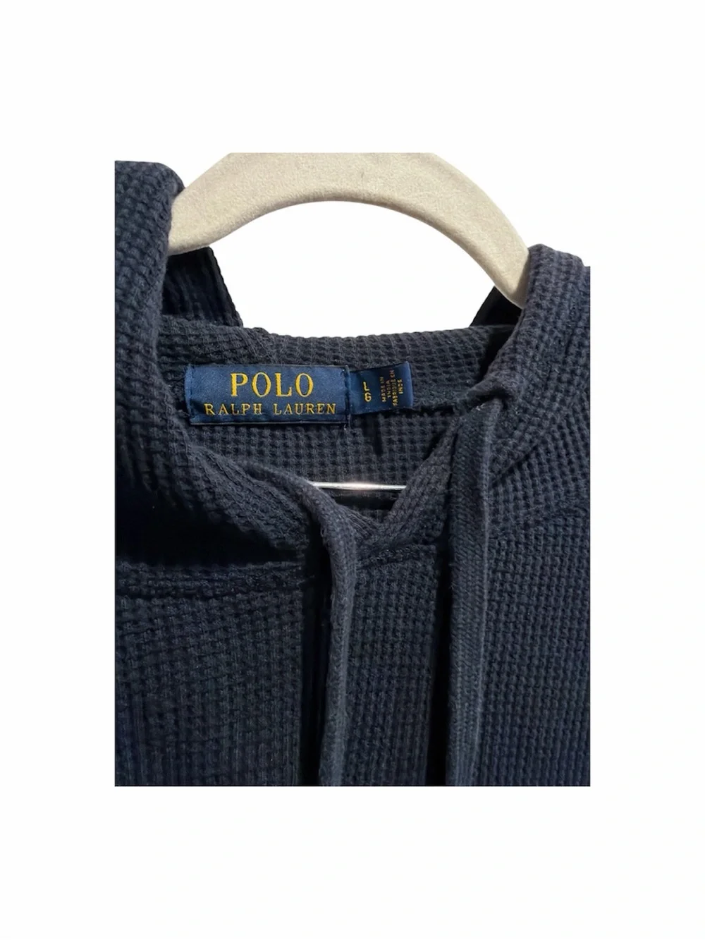 Polo Ralph Lauren Waffle Thermal Hooded Pullover Sz L